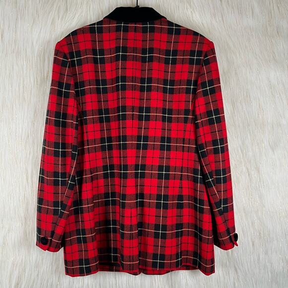 Pendleton Vintage Wool Plaid Red Black Blazer Jacket Holiday Plus Size 16 - Picture 4 of 6